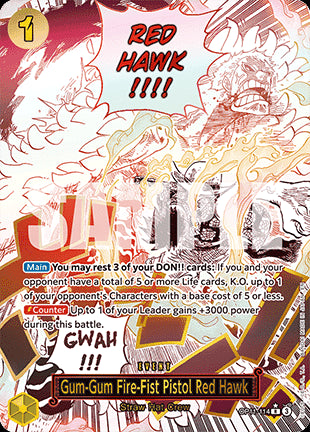 Gum-Gum Fire-Fist Pistol Red Hawk (OP11-114) (V.2) - A Fist of Divine Speed (Alternate Art) [OP11-114]