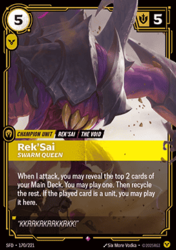 Rek'Sai, Swarm Queen (V.1 - Rare) - Spiritforged (Rare) [SFD-170]